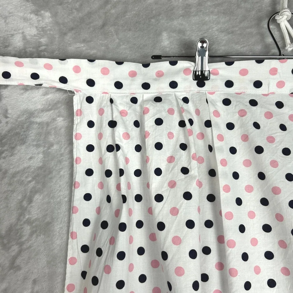 Polka Dot Apron White Pink Black Floral‎ Detail Vintage Style Cute